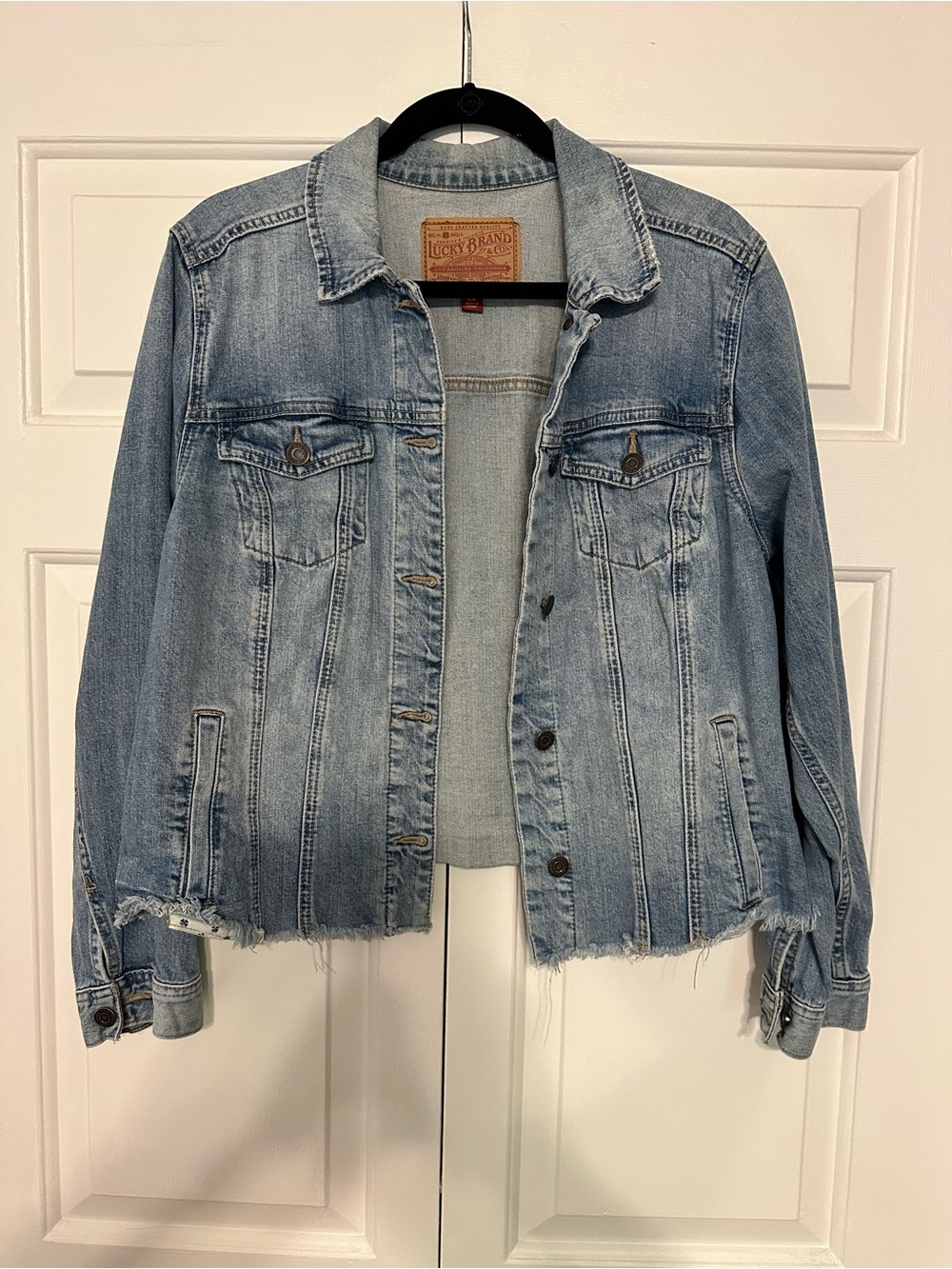 Lucky Brand Light Wash Distressed Denim Jacket